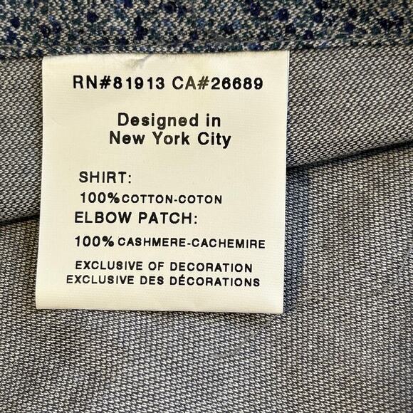 R by Robert Graham Kashmir blue floral made in Italy cashmere elbow patch size L - Picture 7 of 8